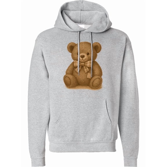 Inktastic Vintage Teddy Bear with Patch Adult Hoodie Sweatshirt