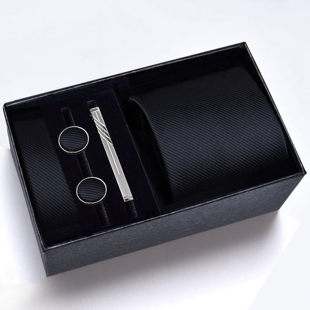 Cajas de regalo Corbata para hombre Bufanda cuadrada Gemelos Clip de corbata Conjunto de cinco piezas Negocios formales Rayas azules