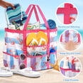 thumbnail image 4 of Livhil Mesh Beach Bag Rope Handles, Mesh Tote Bag for Women Contains Wicker Oversized Beach Tote Bag with 9 Small Pockets (Pink), 4 of 7