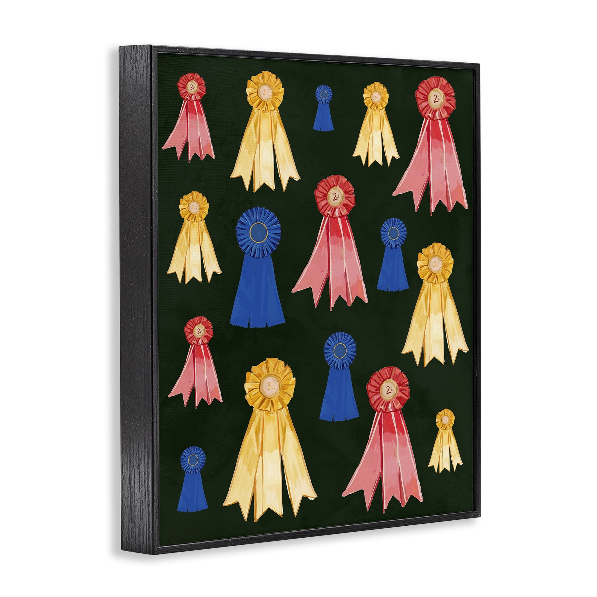 Stupell Industries Equestrian Ribbon Awards Sports Painting Black Framed Art Print Wall Art, 11 x 14