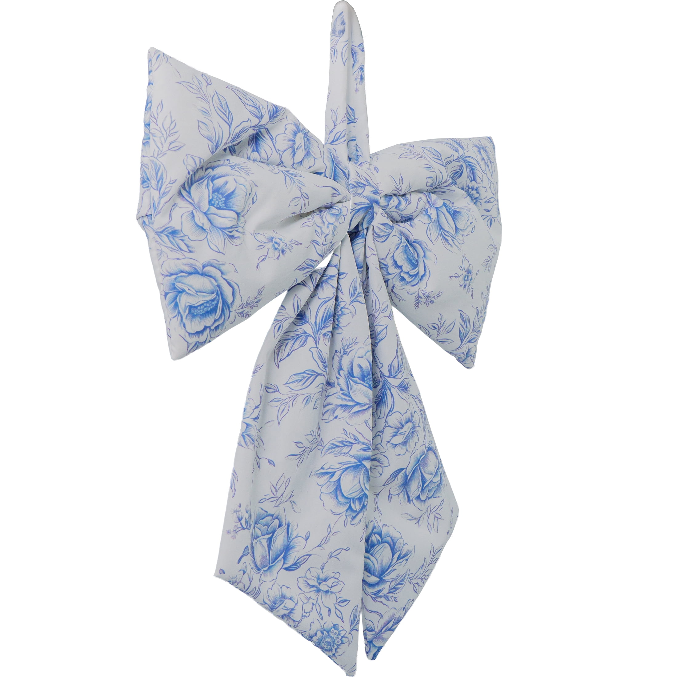 Floral Decorative Bow, Blue and White, 13.75", by My Texas House