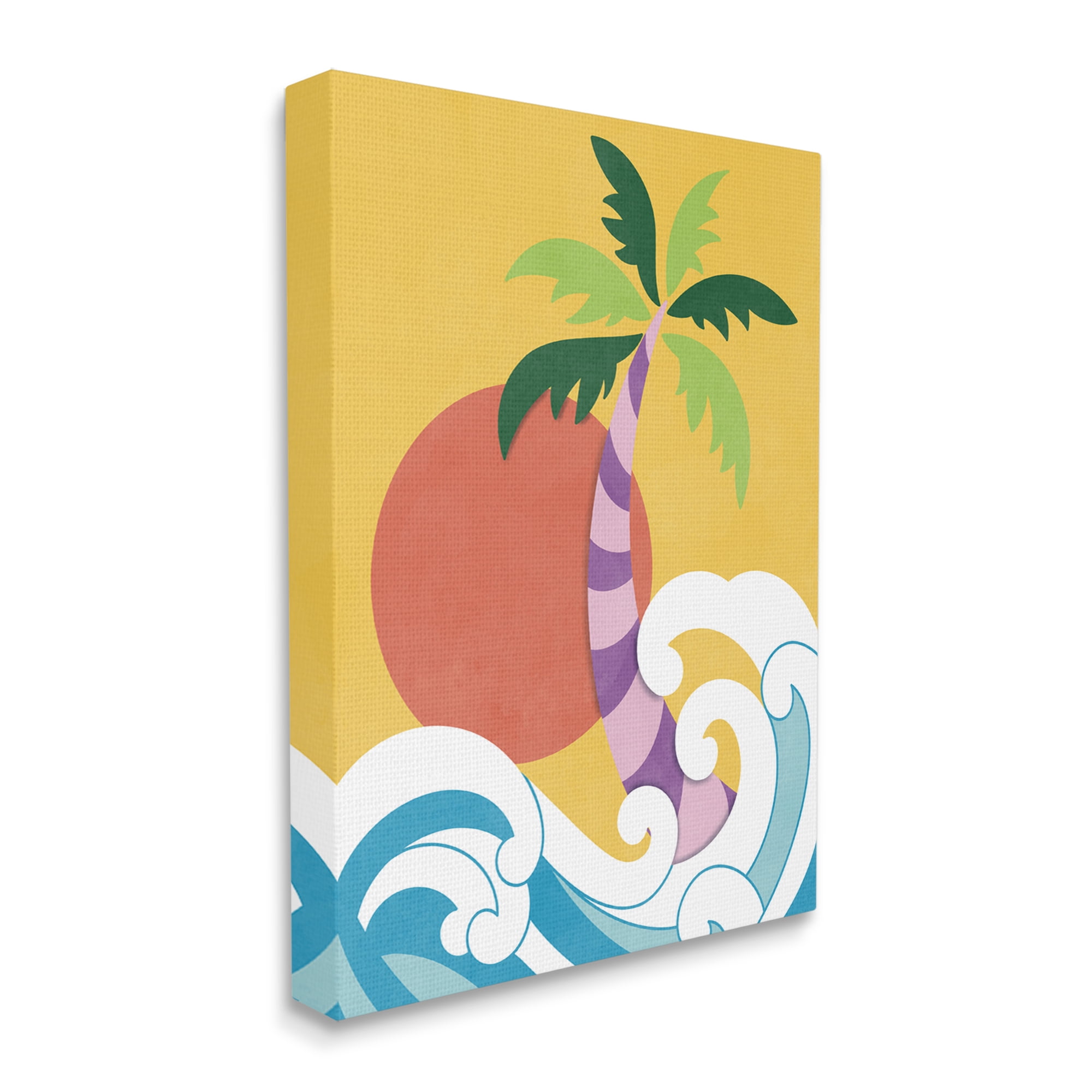Stupell Industries Modern Tropical Waves Nature Painting Gallery Wrapped Canvas Print Wall Art, 16 x 20