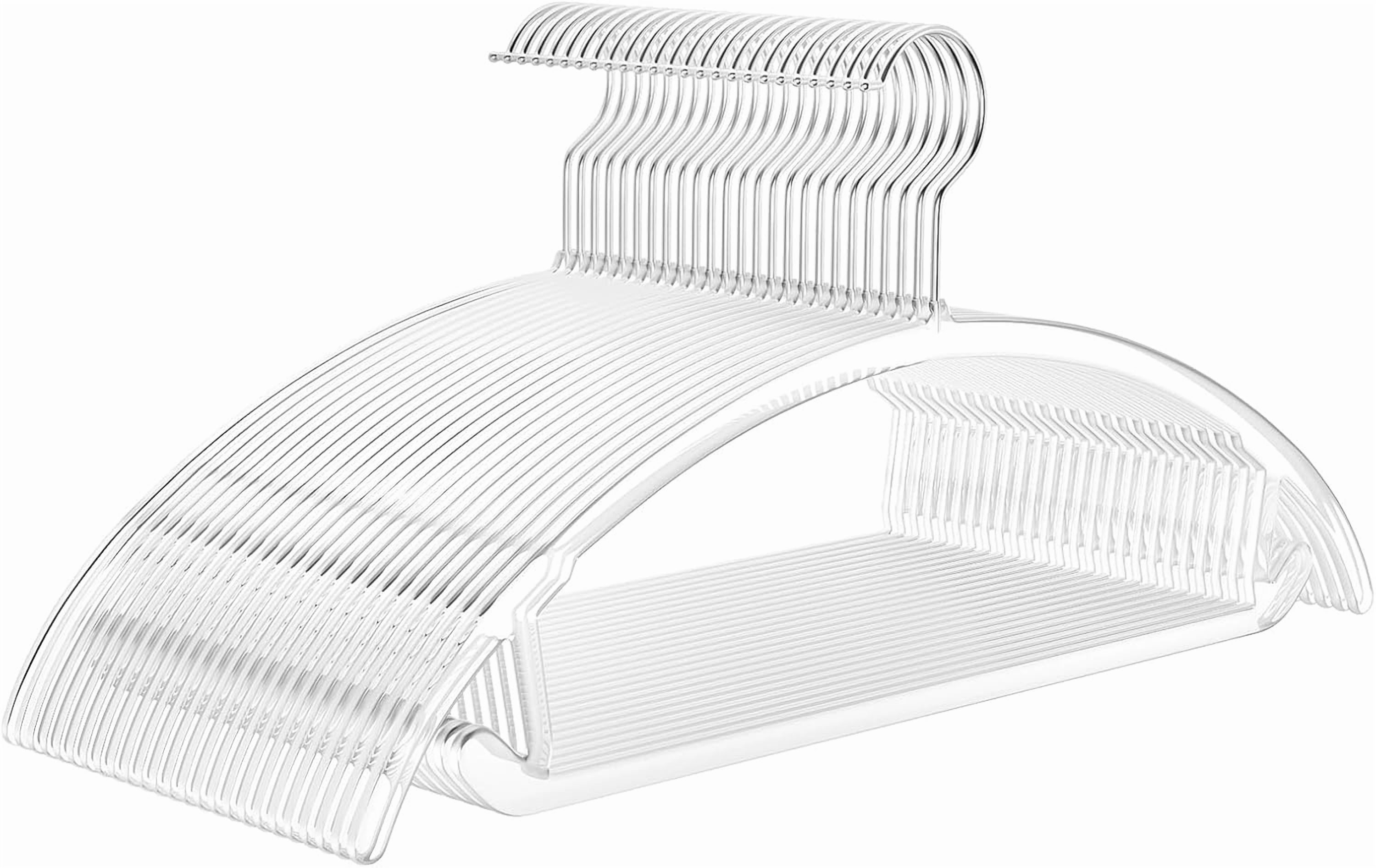 Premium Clear Hangers (Pack of 50) Heavyduty-Acrylic No Shoulder Bump Suit Hangers - Space Saving Clothes Hangers,Rounded Hanger for Coat,Sweater,Jackets,Pants