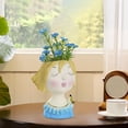 thumbnail image 2 of koolsoo Pot de Fleurs Visage Adorable en Résine avec Trou de Drainage Unique Mignon Filles Bleu, 2 of 7