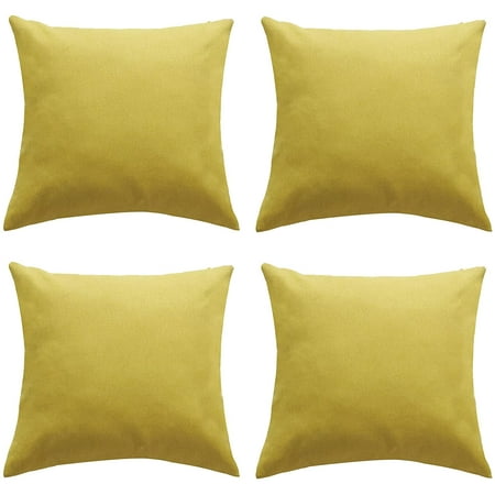 SHANNA Set of 4 Outdoor Pillow Covers Waterproof Throw Pillow Covers Decorative Square Patio Pillows for Patio Tent Garden Beach 18×18 Inches Yellow SHANNA Set of 4 Outdoor Pillow Covers Waterproof Throw Pillow Covers Decorative Square Patio Pillows for Patio Tent Garden Beach 18×18 Inches Yellow