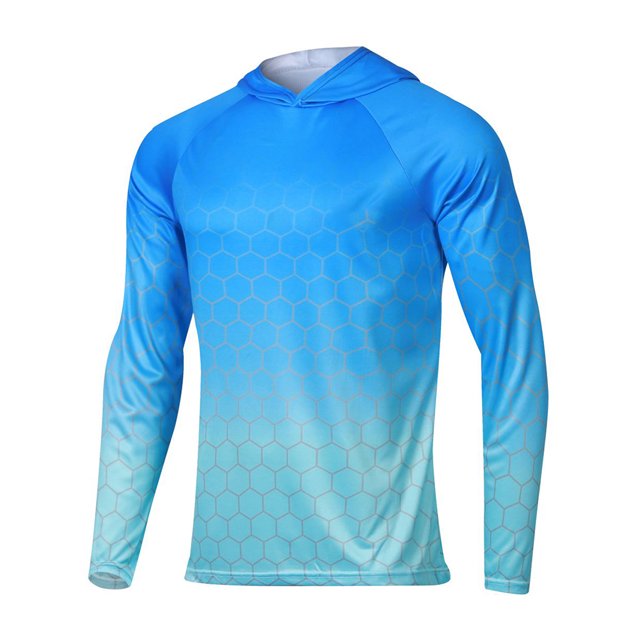 Chandail à Capuchon de Pêche pour Hommes à Manches Longues Protection Uv Vêtements de Pêche T-Shirt de Randonnée en Plein Air