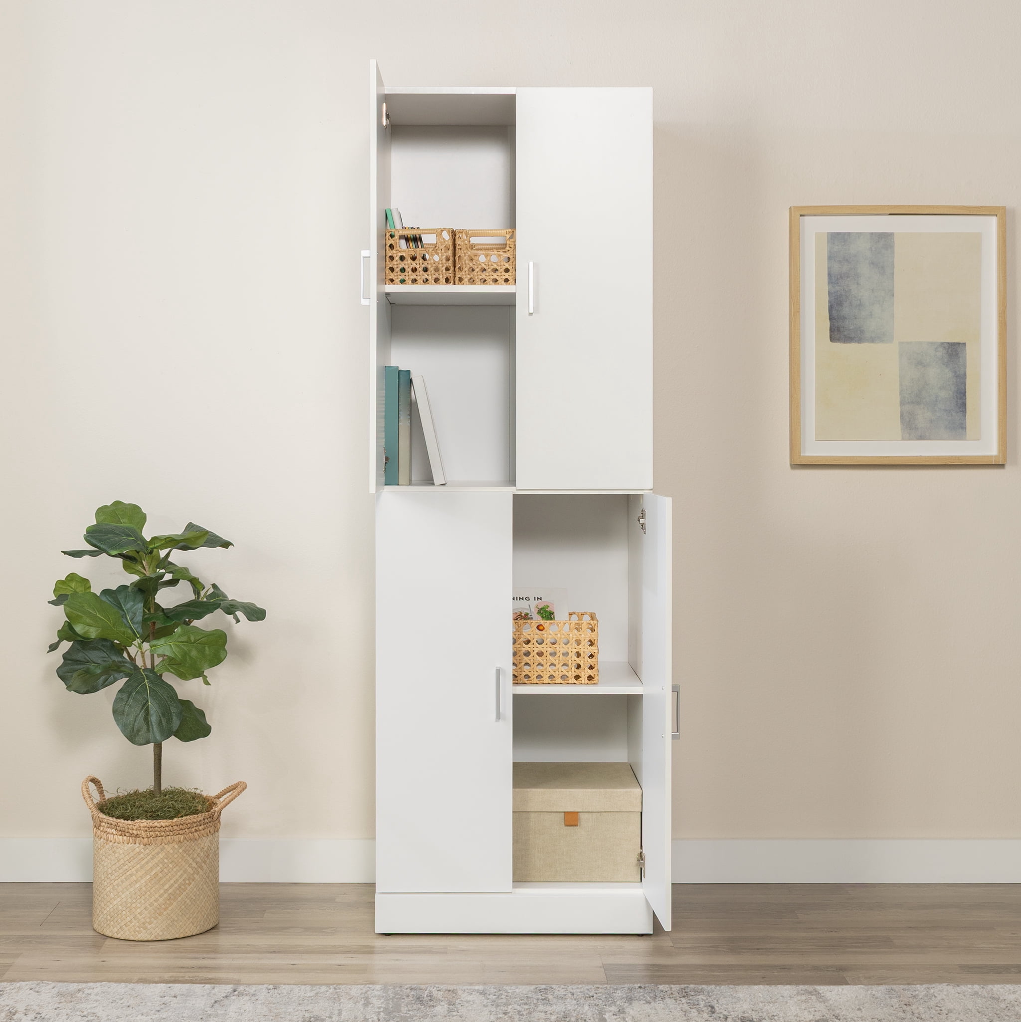 Mainstays 72" 4-Door Pantry Cabinet, White Finish