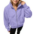 thumbnail image 4 of Ruyang Kids Zip Up Hooded Sweatshirt Long Sleeve Jacket Pockets Loose Coat Fall Warm Outerwear for Girls, 4 of 7