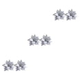 thumbnail image 1 of Kearding 2 Piezas 25cm Glitter Poinsettia Árbol de Navidad Flores Artificiales Plata Type1 NO1, 1 of 6