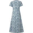 thumbnail image 5 of Robes pour Femmes 2024 Été Surdimensionnée pour Impression Florale Manches Courtes Col en V Robe Plissée Fluide Robes 50 % de Réduction!, 5 of 5