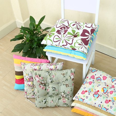 Home Garden Patio Pillow Chair Pads with Ties(Floral 3 w Button