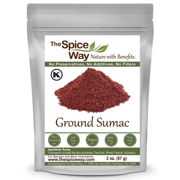 The Spice Way Ground Sumac - Middle Eastern and Turkish Cuisine Spice Blend, All Natural, Resealable Pouch - 2 oz.