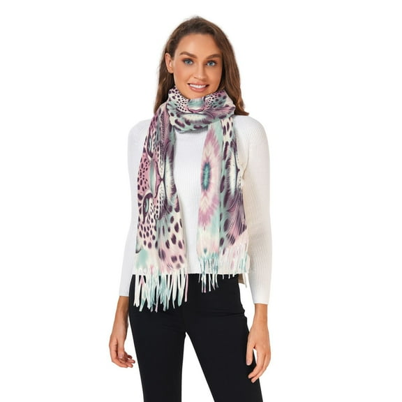 Winter Scarves for Women Pink Leopard Animal Fashion Pashmina Shawl Wraps Long Blanket Scarf for Fall Spring
