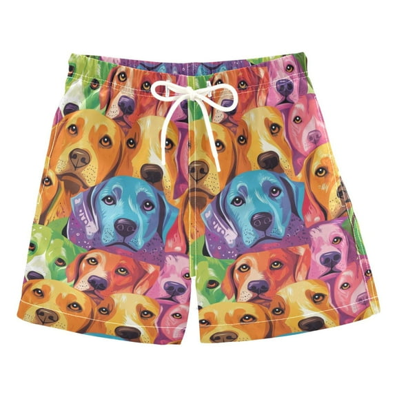 Doodle Dog Paper Pattern Boys Swim Trunks Quick Dry Boy Swim Shorts for 3-14 Years