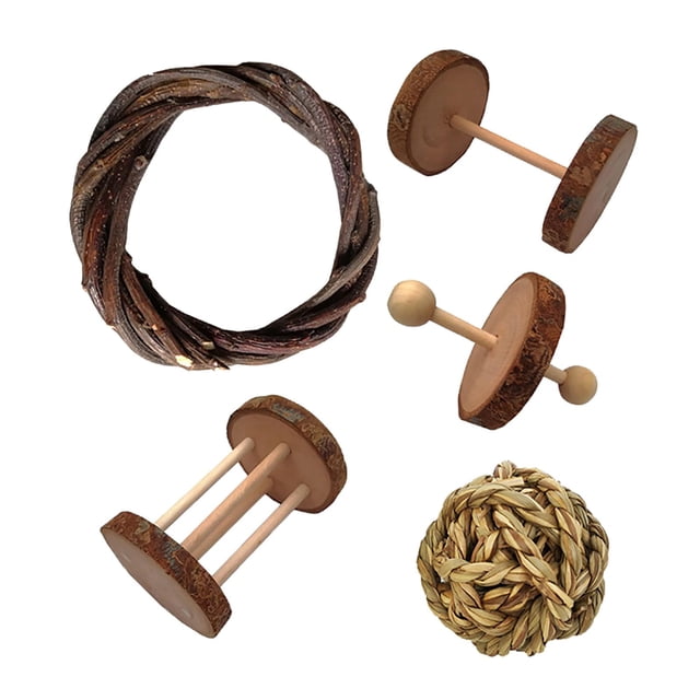 Juguetes de conejillo de de madera, bolas tejidas de zanahoria y maíz, A Yuyangstore Juguetes de madera para hámster