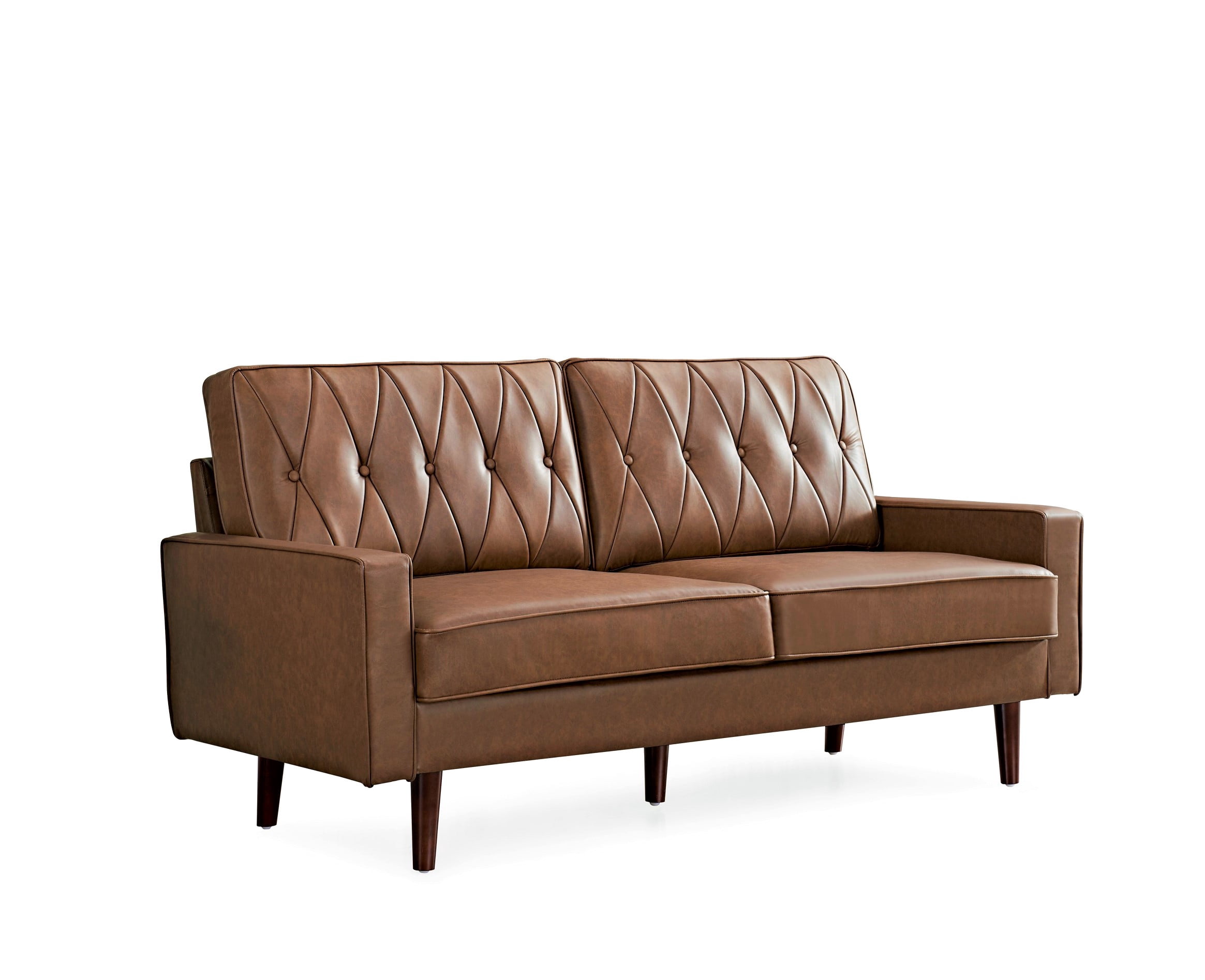 Uspridefurniture Acire 69.3" Faux Leather Cushion Back Sofa, Brown