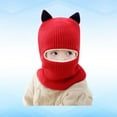 thumbnail image 3 of Baby Autumn Winter Face Mask Windproof Wool Hat With Scarf Warm Knitted Caps Wrap for Kids 2-5 Years Old (Red Free Size), 3 of 11