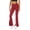 Red, variant on Langwyqu Solid Color Middle Waist Women Low Cut Casual Pants Split V Shape Flare Leg Long Trousers