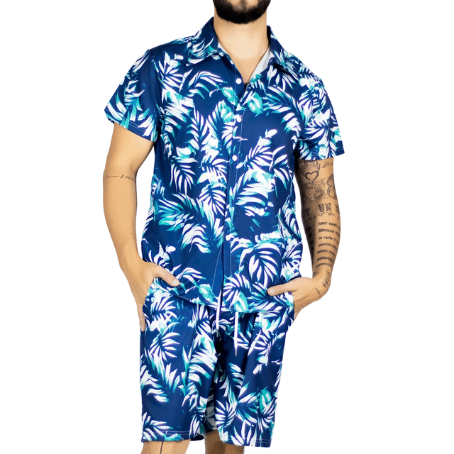 Conjunto Hombre Verano Camisa y Short a Juego Alberca Playa y Calor