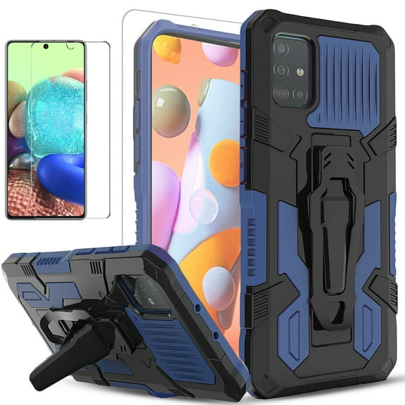 iPhone 11 Pro  Case, Dual Layers [Combo Holster] And Built-In Kickstand Bundled with [Temerped Glass Screen Protector] Hybird Shockproof (Black)