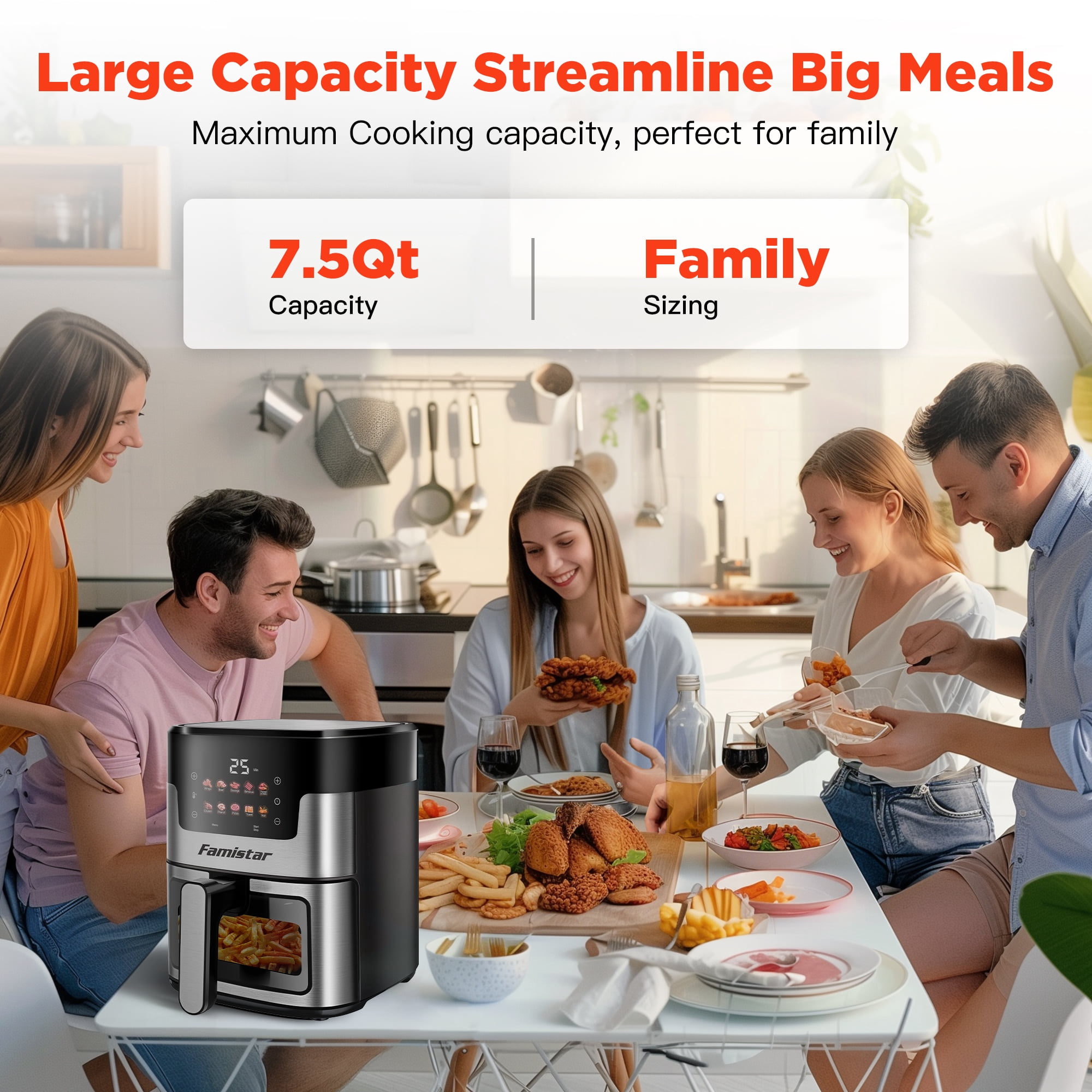 Air Fryer, 7.5QT Air Fryer Oven Oilless Cooker, 10-in-1 Hot Air Fryers with Digital LED Touch Screen, 10 Preset Cookings, Dishwasher-Safe Basket, Including Air Fryer Paper Liners 100PCS
