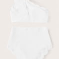 thumbnail image 6 of Ahdbta Womens One Shoulder Bikini Sets High Waisted Tummy Control Bathing Suits Waffle Scalloped Two Piece Swimsuit, 6 of 8