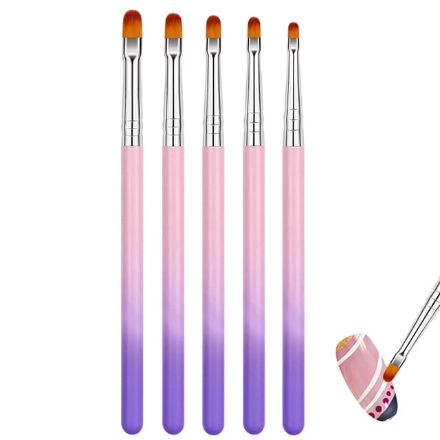 5 pinceles de madera para uñas, bolígrafo para uñas de gel, pincel degradado, kit de pintura para diseño de uñas, herramientas para decoración de uñas
