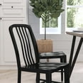 thumbnail image 3 of Merrick Lane 18 Inch Black Galvanized Steel Indoor/Outdoor Dining Chair with Slatted Back and Powder Coated Finish, 3 of 13