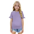 thumbnail image 1 of Chemises pour Filles Manches Courtes Unies Col Rond Tenues d'Été Mignonnes pour Filles 3-4 Ans Mode Filles, 1 of 5