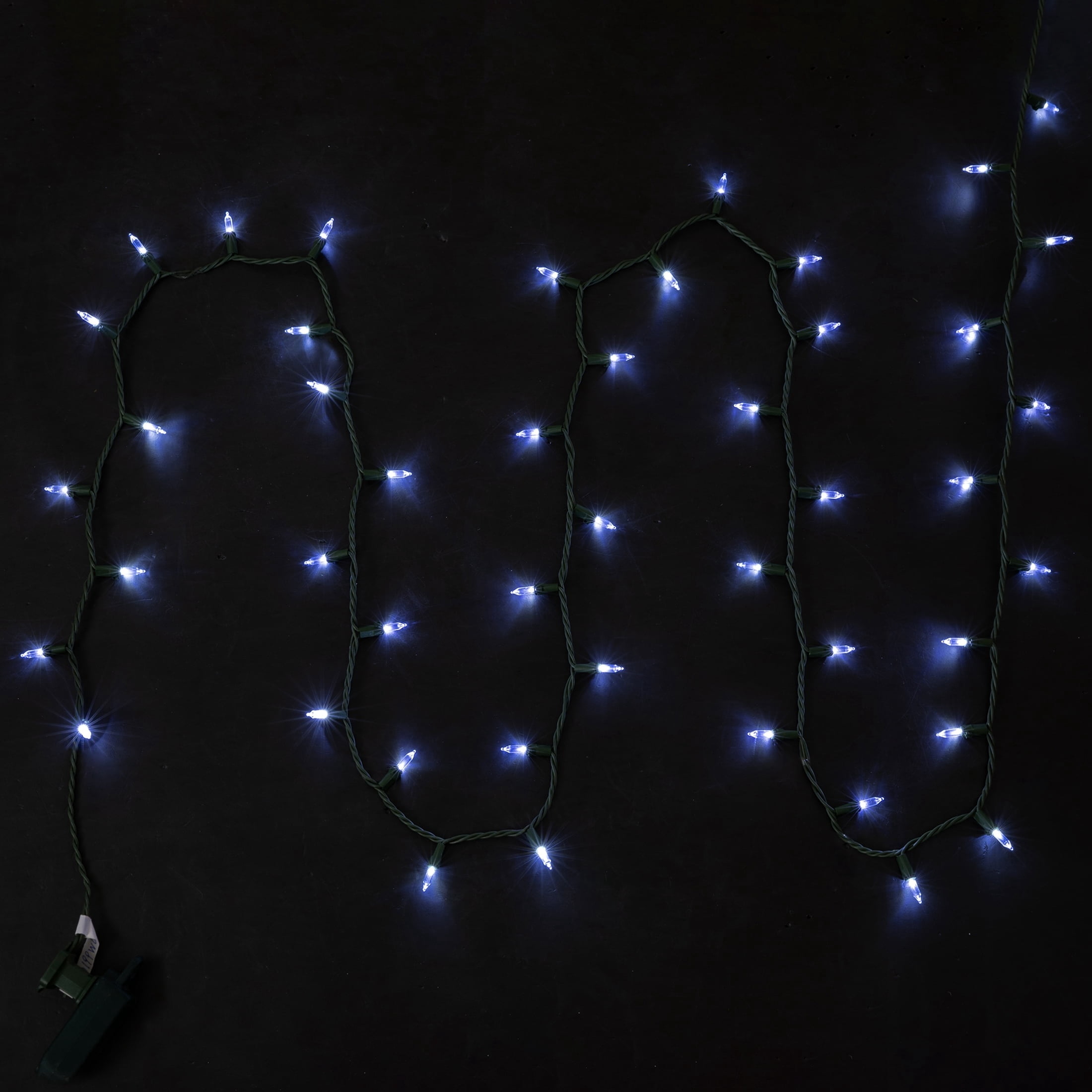 Indoor/Outdoor 50-Count LED Mini Christmas String Lights, Cool White, Green Wire, 10.2', by Holiday Time