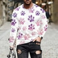 thumbnail image 2 of Men's Long Sleeve T-Shirts Casual Big&Tall Round Neck and Loose Fit Paw Printed Comfy Cozy Graphic Pullover Tops (5XL, Purple), 2 of 5