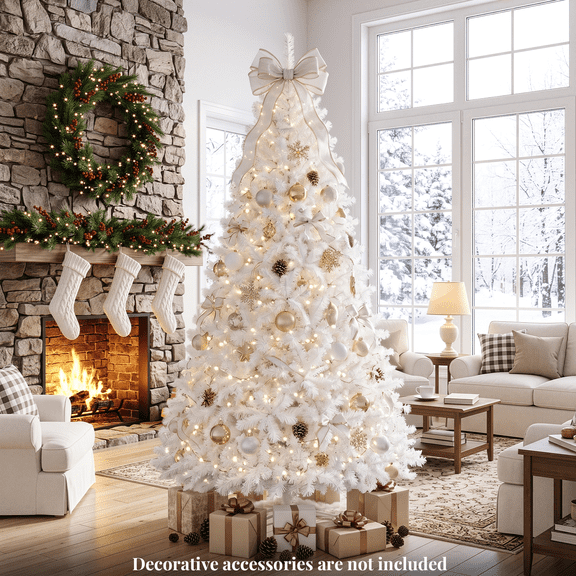 Ktaxon 6ft White Christmas Tree Artificial Christmas Tree Seasonal Holiday Decoration w/ 1,000 Branch Tips, Stand