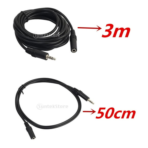 Cable Auxiliar De Extensión CUTICAT 3.5 Mm 50cm 3 Metros 2 Piezas