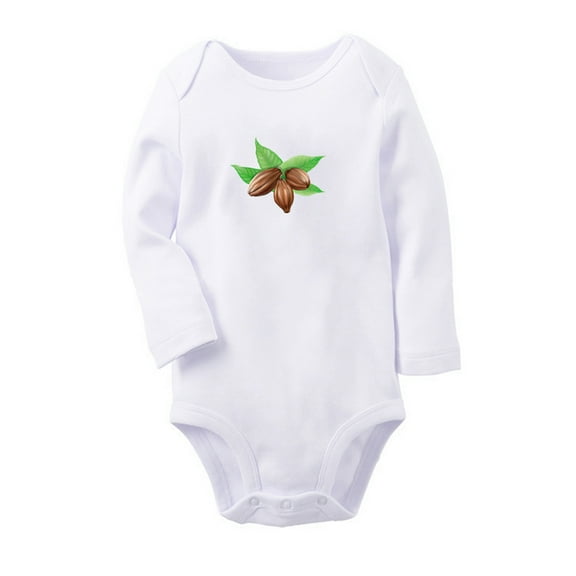 Fruit Cacao Image Print Cute Rompers, Newborn Baby Unisex Bodysuits, Infant Jumpsuits, Toddler 0-12 Months Kids Long Sleeves Oufits (White, 6-12 Months)