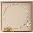 thumbnail image 3 of 8 1/2 inch Round Double Loop Bangle Bracelet w/ Chastity medal charm w/ April Crystal Swarovski Crystal, 3 of 3