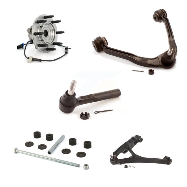 Transit Auto Front Left Hub Bearing Lower Upper Control Arm with Ball Joint Outer Tie Rod Sway Bar Link Kit (5Pc) for Car 2007 Chevrolet Silverado 1500 Classic GMC Sierra with 8 Lug Wheels K7T-107335