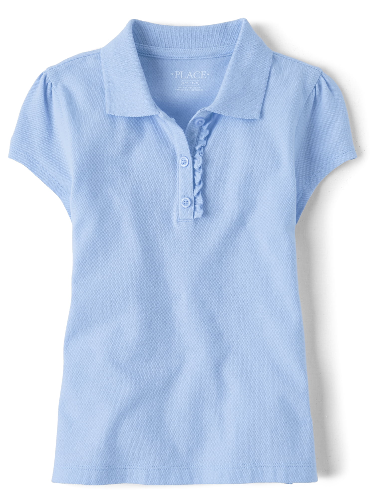 The Children's Place Girl's Uniform Short Sleeve Ruffle Pique Polo, 5-Pack