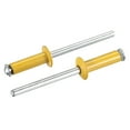 thumbnail image 1 of Unique Bargains 5mm x 16mm Aluminum Open End Flat Round Head Blind Rivets, Gold Tone 25 Pack, 1 of 5