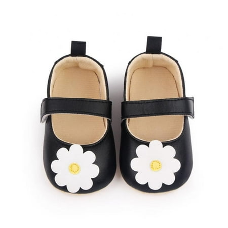 

SYNPOS 0-18M Baby Girls Flower Shoes PU Leather Shoes Soft Sole First Walkers