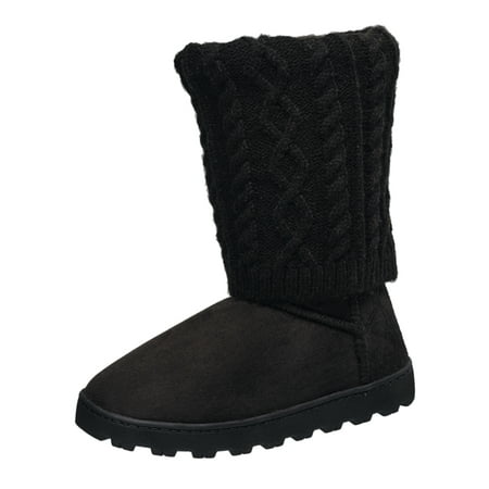 

C&C California Women s Cozy Tall Knit Slipper Boots in Black Size 8