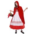 thumbnail image 2 of IBTOM CASTLE Women's Little Red Riding Hood Costume Halloween Christmas Party Dress up with Hooded Cloak Velvet Cape for Photo Prop M Red Print, 2 of 8
