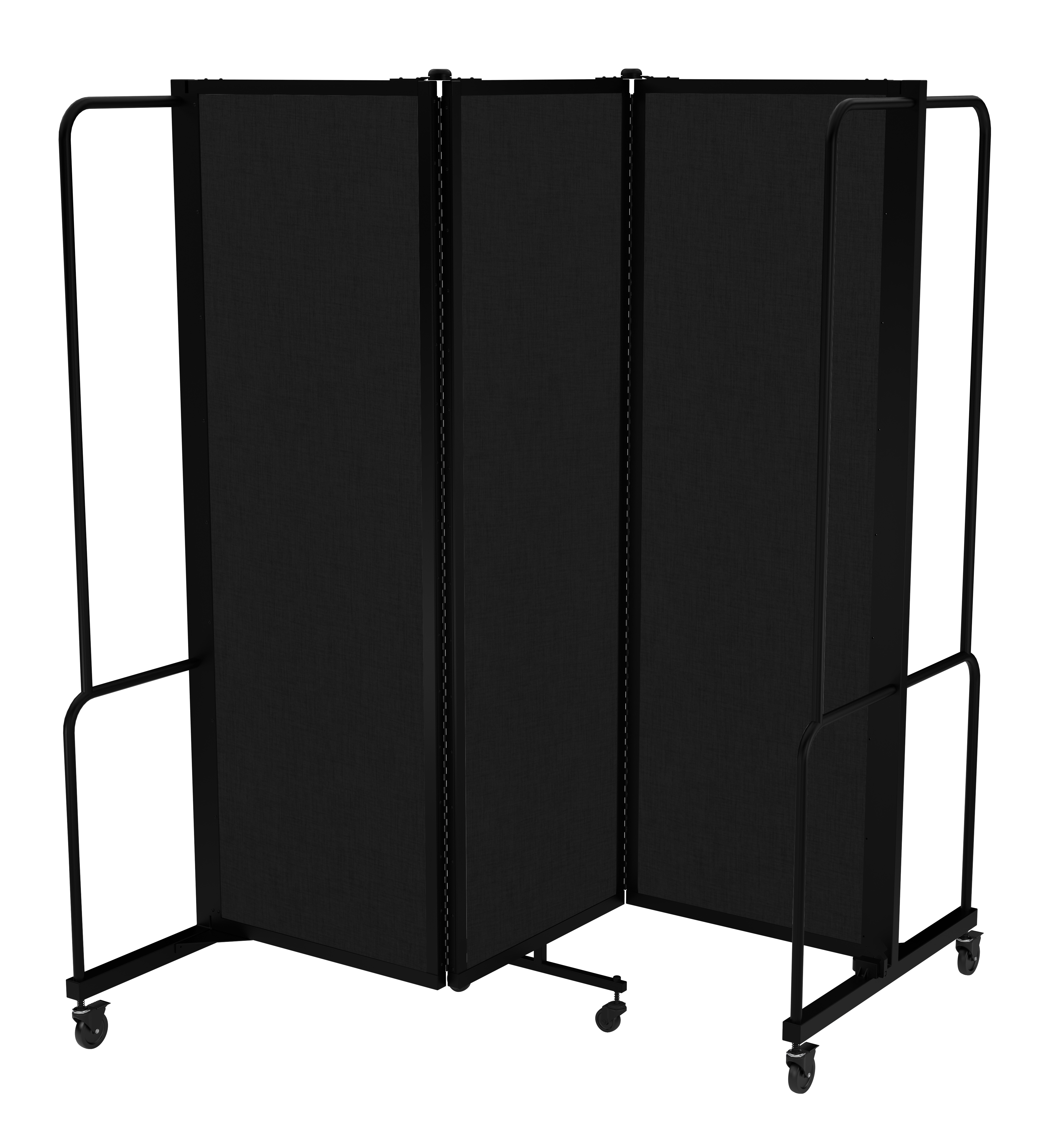 Hampden Furnishings Otis Collection Portable Room Divider, 3 Black Panels, Black Frame