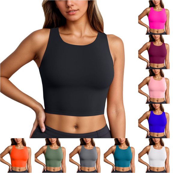 Womens Bikini Top Round Neck Bra Sporty Swimsuit Black Tankini Women Summer Essentials