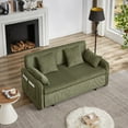 thumbnail image 2 of 66" Sleeper Sofa Bed 3-in-1 Adjustable Sleeper with Side Pockets and Pullout Bed 4 Pillows Soft Corduroy Convertible Sleeper Sofa Bed for Living Room, Bedroom, Apartment, Office, Green, 2 of 9