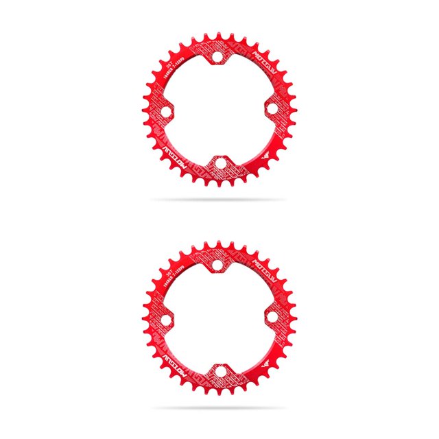 Eigraketly Juego de cadenas de bicicleta AM / XC, rueda de cadena de bicicleta redonda, placa de diente de aleación de aluminio reemplazable, Rojo 36T 2piezas
