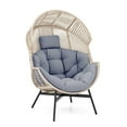 thumbnail image 1 of Gymax Wicker Stationary Egg Chair Lounge Basket Sofa Chair w/ Heavy-Duty Metal Frame Gray, 1 of 6