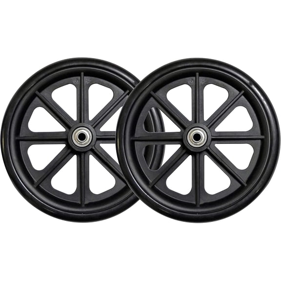 Caster Wheel, Hard Rubber Tire, 8" x 1" - Fits Most Wheelchairs, Transport Chairs, Rollators & Walkers (Black, 5/16" Axle, Narrow Hub)
