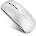 thumbnail image 1 of Ratón inalámbrico recargable Q5 Slim, ultra delgado y silencioso de 2,4G con USB y adaptador Tipo C, compatible con PC, laptop (plata), 1 of 3