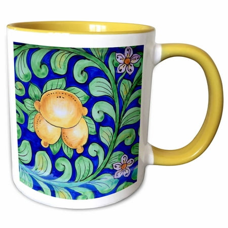 3dRose Italy, Orvieto. Italian pottery plate for sale in the streets. - Two Tone Yellow Mug,
