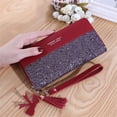 thumbnail image 5 of Fashion Glitter Clutch Tassel Card Holder Case Phone Bag Zipper Purse Long Wallet BLUE, 5 of 8